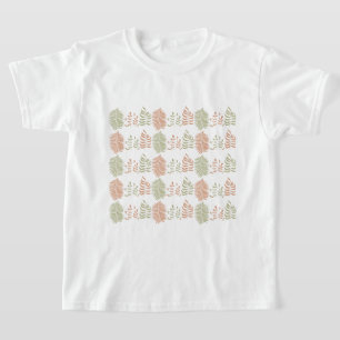 Camiseta Padrão de Folha de Folha Vermelhos Verdes Verdes V