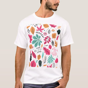 Camiseta Padrão de Folha de outono Abstrato sem costura