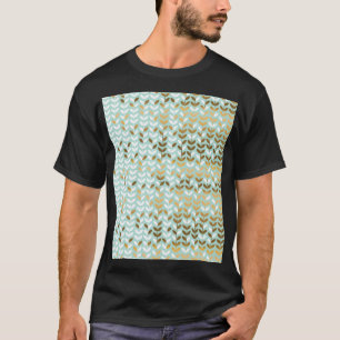 Camiseta Padrão de Folha Verde Elegante Dourada