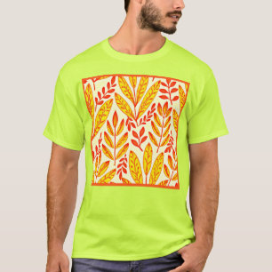 Camiseta Padrão de Folhagem de Folhagem Colorida Vibrante
