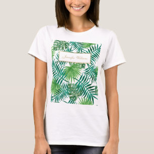 Camiseta Padrão de Folhagem Tropical Botânica de Folhagem. 