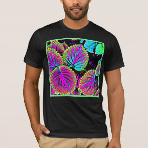 Camiseta Padrão de Folhas Coloridas