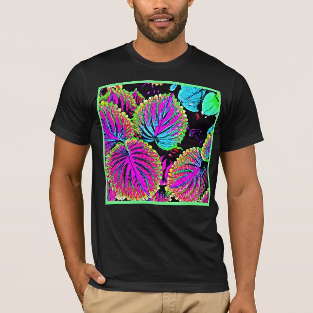 Camiseta Padrão de Folhas Coloridas (Frente)