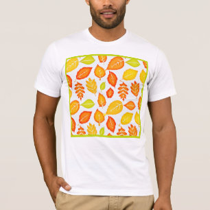 Camiseta Padrão de Folhas Coloridas