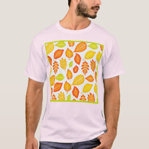 Camiseta Padrão de Folhas Coloridas