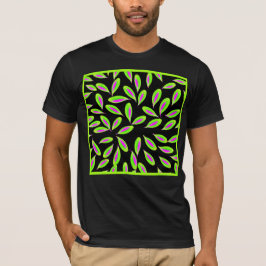 Camiseta Padrão de Folhas Coloridas e Vivas