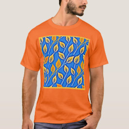 Camiseta Padrão de Folhas Coloridas Vista Vibrante