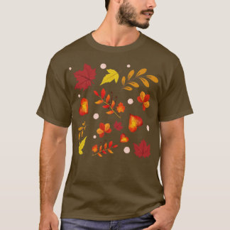 Camiseta Padrão de Folhas de outono