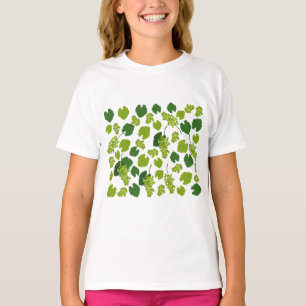 Camiseta Padrão de Folhas de Uvas e Uvas