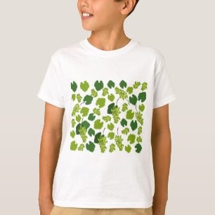 Camiseta Padrão de Folhas de Uvas e Uvas