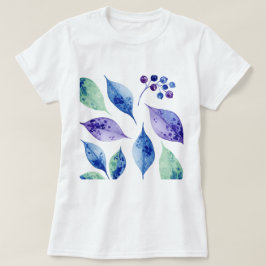 Camiseta Padrão de folhas e bagas