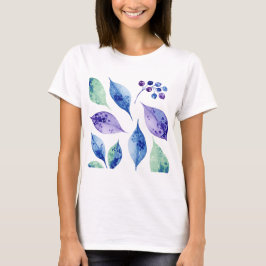 Camiseta Padrão de folhas e bagas
