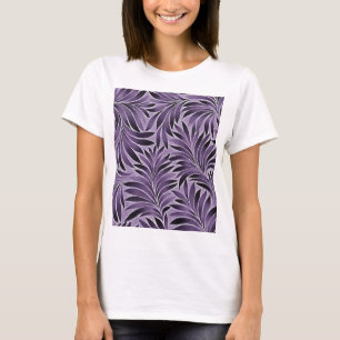 Camiseta Padrão de Folhas Incríveis em Lilás e Cinza