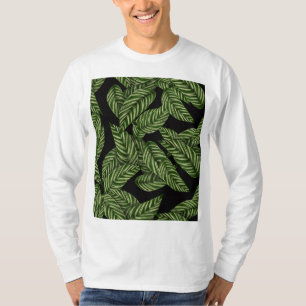 Camiseta Padrão de Folhas Tropicais