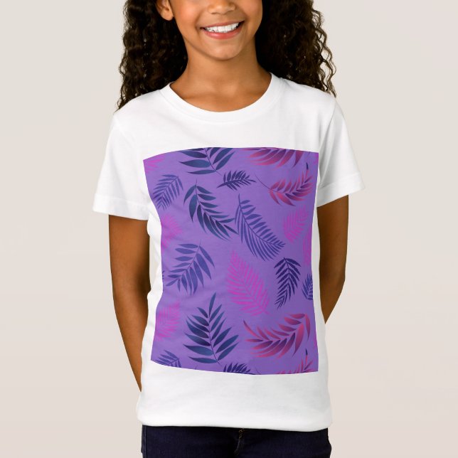 Camiseta Padrão de Folhas Tropicais 19 (Frente)