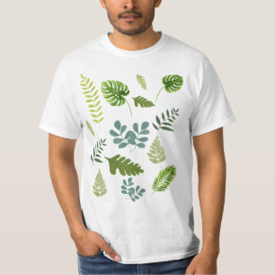 Camiseta Padrão de Folhas Tropicais - Verde Botânico
