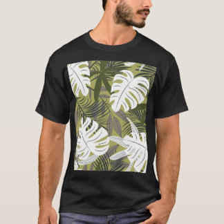 Camiseta Padrão de Folhas Tropicais Vibrantes