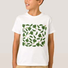Camiseta Padrão de Folhas Verdes de Espinafre