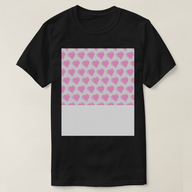 Camiseta Padrão de forma do coração rosa (Frente do Design)