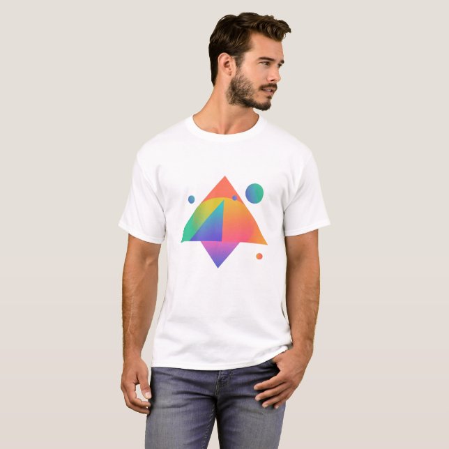 Camiseta Padrão de Forma Neon Geométrica Moderna (Frente Completa)