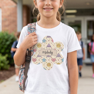 Camiseta Padrão de Formas Matemáticas Fofo Retro de Volta à