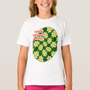 Camiseta Padrão de Frangipani Amarelo