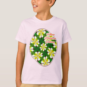 Camiseta Padrão de Frangipani Amarelo