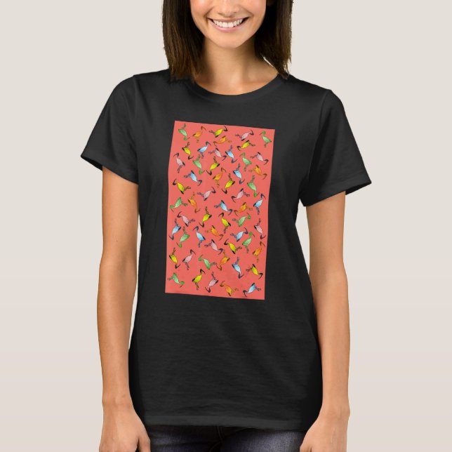 Camiseta Padrão de frango de lata australiano multicolorido (Frente)