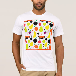 Camiseta Padrão de Fruta de Neon com brilho tropical