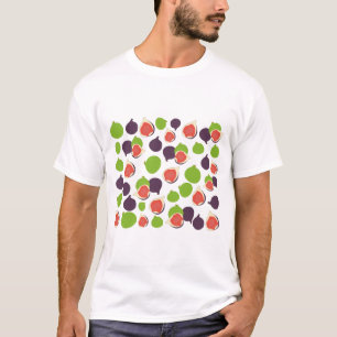 Camiseta Padrão de Fruta de Verão da Fig Mediterrânica