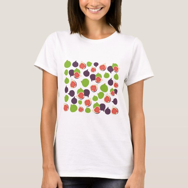 Camiseta Padrão de Fruta de Verão da Fig Mediterrânica (Frente)