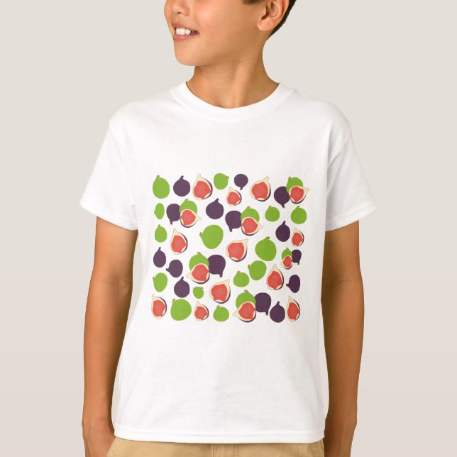 Camiseta Padrão de Fruta de Verão da Fig Mediterrânica (Frente)