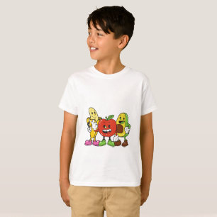 Camiseta Padrão de Frutas Coloridas Bonito