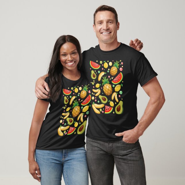 Camiseta Padrão de Frutas de Verão Fresco (Unissex)