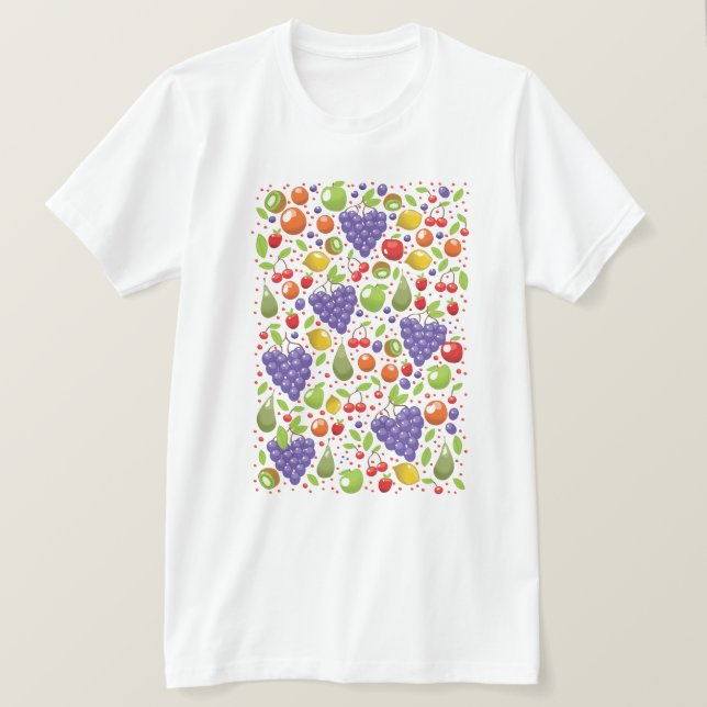 Camiseta Padrão de frutas fofas (Frente do Design)