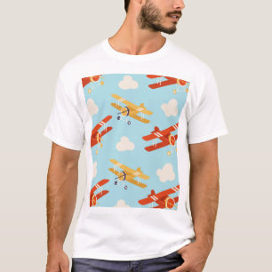 Camiseta Padrão de Fundo das Nuvens de Planes de Vintagem