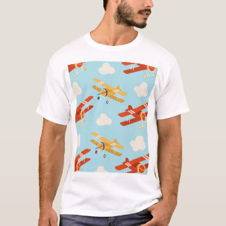 Camiseta Padrão de Fundo das Nuvens de Planes de Vintagem