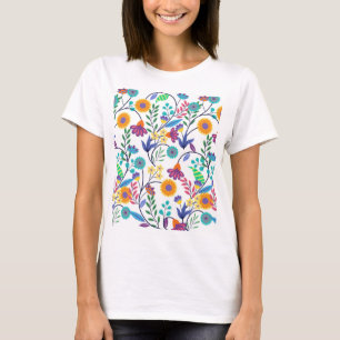 Camiseta Padrão De Fundo Floral Exótico Colorido-23145