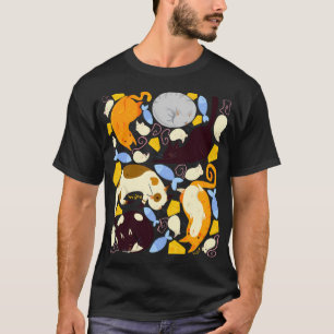 Camiseta Padrão de Gatinho Fofo e Rato