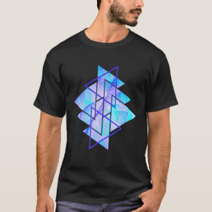 Camiseta Padrão de Geometria Moderna do Fumaça Azul-Rosa-Ci