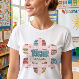 Camiseta Padrão de giz escolar de professor colorido