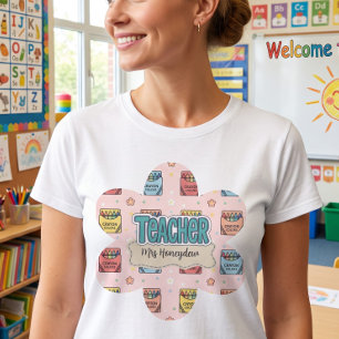 Camiseta Padrão de giz escolar de professor colorido