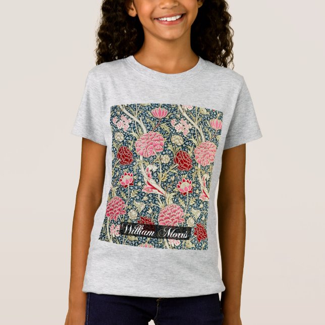 Camiseta Padrão de giz - flores&folhas - WilliamMorris (Frente)