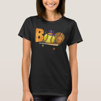 Camiseta Padrão de Halloween de Softball Boo