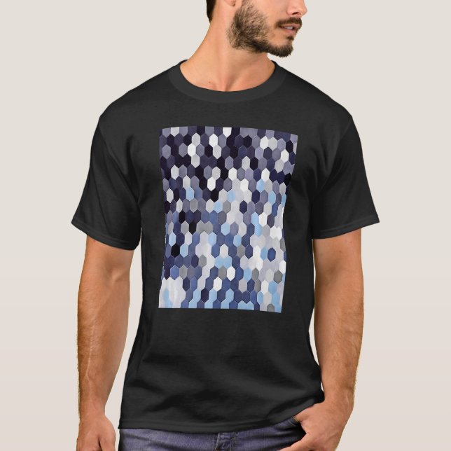 Camiseta Padrão De Honeycomb Na Pintura De Hexágono De Tons (Frente)