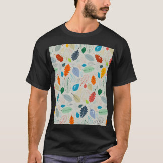 Camiseta Padrão de Ilustração do Vintage Autumn Deixa