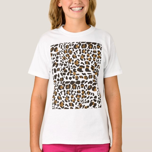 Camiseta Padrão de Impressão Animal Leopard Jaguar (Frente)