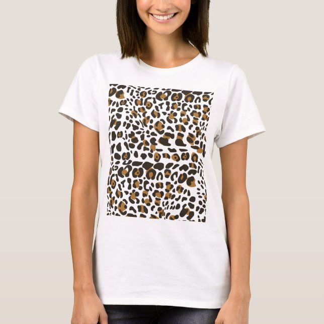 Camiseta Padrão de Impressão Animal Leopard Jaguar (Frente)