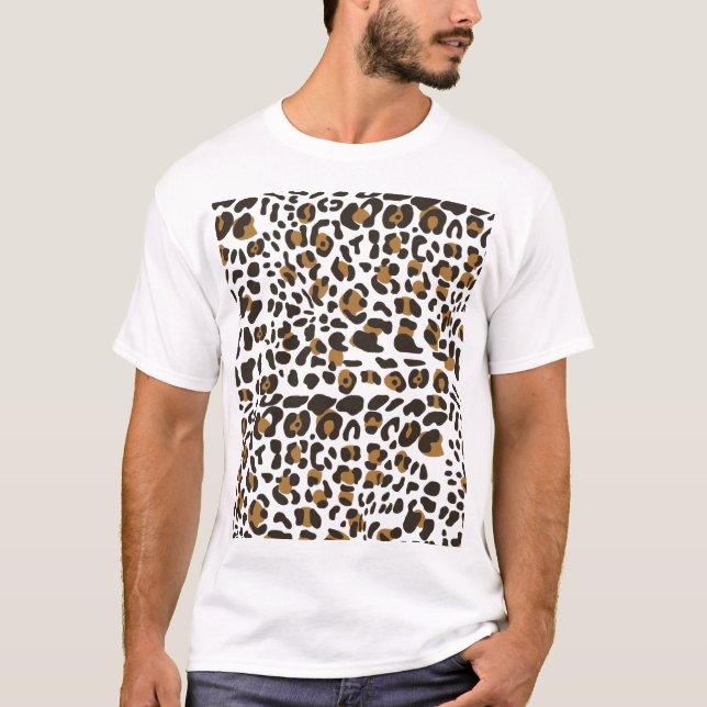 Camiseta Padrão de Impressão Animal Leopard Jaguar (Frente)