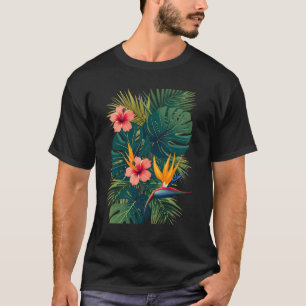 Camiseta Padrão de Impressão da selva tropical vibrante com